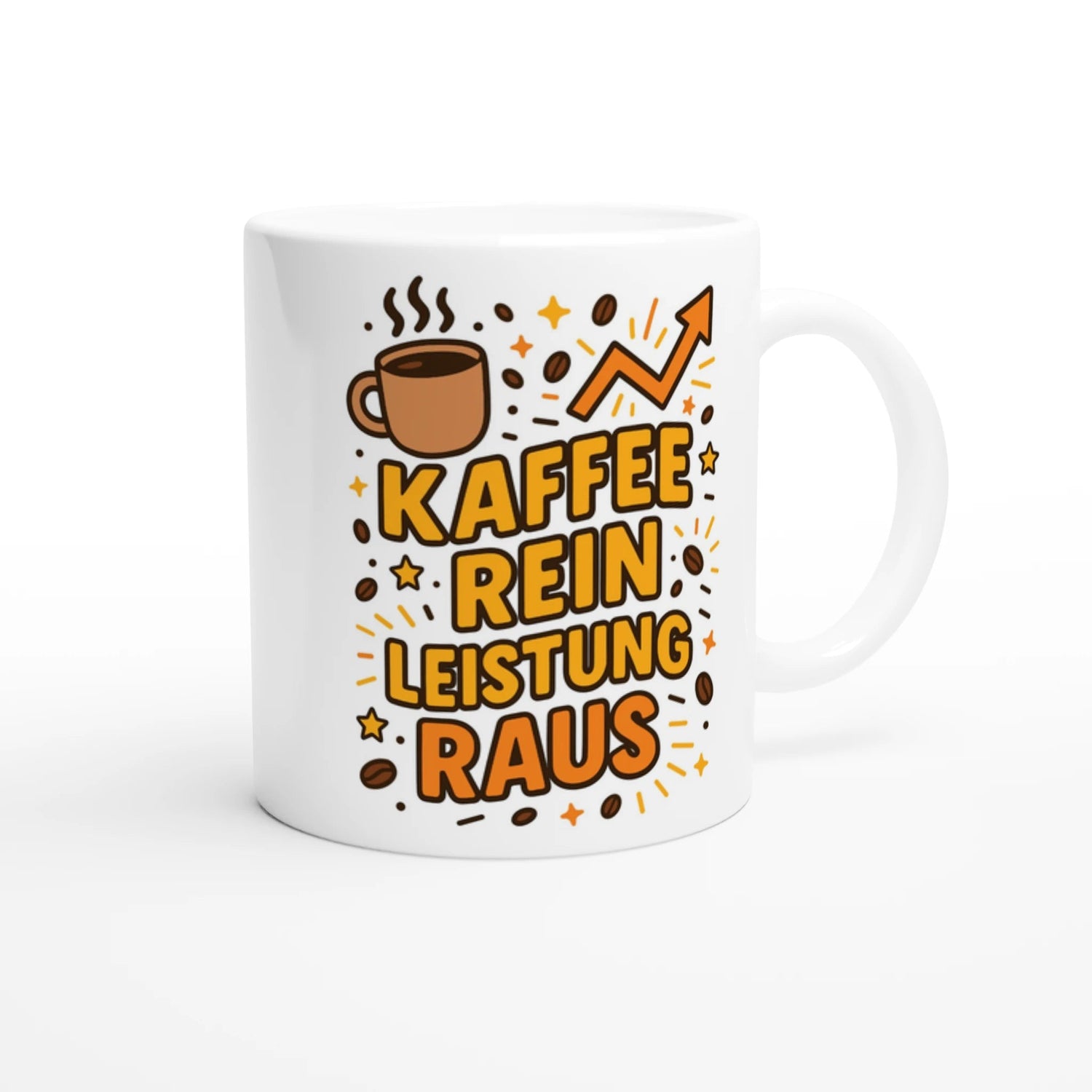 Standard "Kaffee rein Leistung raus" Motivation Tasse - Magic Mug